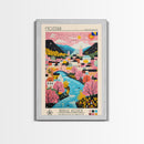 Mostar Bosnia and Herzegovina Travel Poster Framed Canvas Print, Midcentury Modern Art, Pop Art Wall Decor, Home Decor, Vacation Gift, Bedroom Art
