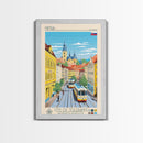 Nitra Slovakia Travel Poster Framed Canvas Print, Midcentury Modern Art, Pop Art Wall Decor, Scenic Wall Art, Living Room Decoration, Office Gift