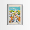 Pori Finland Travel Poster Framed Canvas Print, Midcentury Modern Art, Pop Art Wall Decor, Home Decor, Vacation Gift, Bedroom Art