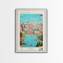 Sterlitamak Russia Travel Poster Framed Canvas Print, Midcentury Modern Art, Pop Art Wall Decor, Living Room Art, Home Decoration