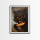 Halloween Werewolf Snarling, Framed Canvas Print, Wall Art, Home Decor, Spooky Art Monster Decor, Halloween Decor, Fantasy Art, Holiday Gift