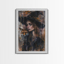 The Witch And Her Fox Familiar Framed Canvas Print | Halloween Unique Decor / Gift Idea | Witch Art | Witch Hat | Framed Canvas