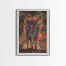 Mysterious Goat Demon Framed Canvas Print, Halloween Art, Unique Wall Art, Spooky Home Decor, Scary Art, Eerie Living Room Decor