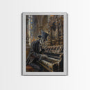 Halloween Skeleton Playing the Organ in Gothic Church - Creepy Skeleton Musician in Haunted Cathedral - Halloween Art Print - Gothic Decor