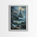 Haunted Lighthouse, Halloween Art, Spooky Wall Decor, Framed Canvas Print, Creepy Art, Halloween Wall Decor, Seasonal Wall Art