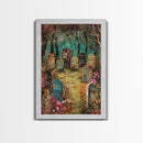 Spooky Graveyard Framed Canvas Print, Halloween Wall Art, Haunted Cemetery, Gothic Vibes, Spooky Decor, Haunted Scene, Halloween Decoration