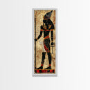 Egyptian Art Depiction of Osiris - Framed Canvas Print, Midcentury Modern Wall Art, Skinny Art, Tall Art, Living Room Decor