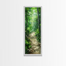 Lush Forest Pathway Art - Framed Canvas Print, Farmhouse Art, Boho Art, Skinny Art, Tall Art, Living Room Decor, Nature Wall Art for Home Decor
