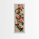 Framed Canvas Print Of Japanese Floral Art With Camellia Blossoms And Detailed Leaves Ready To Hang Traditional Japanese Wall Art Decor