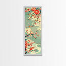 Plum Blossoms, Turquoise Sky, Japanese Art, Skinny Art, Tall Art, Framed Canvas Print, Ukiyo-e Style