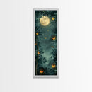 Full Moon And Butterflies In A Night Forest Japanese Style Framed Canvas Print, Wall Art Ready To Hang For Your Home