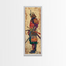 Samurai Warrior Traditional Japanese Armor Cultural Art On Framed Canvas Print Ukiyo-e Art Style Tall Skinny Wood Block Wall Decor