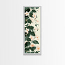 Creamy White Blossoms with Deep Green Leaves Overlapping on a Soft Background Ukiyo-e Art Japanese Framed Canvas Print Skinny Tall Art