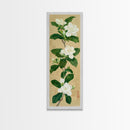 Magnolia Flowers On A Branch - Skinny Art Tall Art Framed Canvas Print Japanese Style Art Ukiyo-e Art