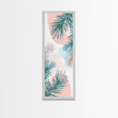 Elegant Pine Branches on Soft Pastel Background - Skinny Art, Japanese Wall Decor, Framed Canvas Print, Ukiyo-e Style