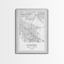 Anaheim Street Map, California Map, City Map Wall Decor, Travel Map, Minimalist, Modern Art, Wall Art, Canvas Print, Canvas Wall Art