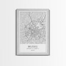 Brussels Street Map, Belgium Map, City Map Art, Modern Art, Wall Art, Canvas Print, Canvas Wall Art, Birthday Gift, Living Room Décor