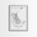 Corpus Christi Street Map, Texas Map, City Map Art, Minimalist Art, Wall Art, Canvas Print, Travel Wall Décor, Gift For Dad, Office Décor