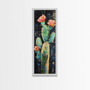 Blooming Cactus Canvas Print pink orange wall art southwest wall art agave painting boho art botanical prints