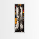 Black and White Cowboy Boots Framed Canvas Print, Rustic Wall Art, Western Art, Moody Art, Vintage Horse Art, Extra Wide Art