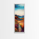 Rolling Hills Landscape Framed Canvas Print mountain painting, Ireland painting, landscape painting, lake Tahoe art, rustic wall art
