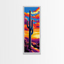 Saguaro Cactus Sunset Framed Canvas Print, Southwest Wall Art, Joshua Tree Art, Desert Art, Bright Colorful Wall Art, Rustic Decor, Gift Idea