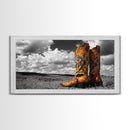 Embroidered Cowboy Boots Canvas Print | Western Wall Art | Chicano Art | Moody Art | Rustic Decor | Southwest Art | Extra Wide Art