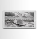Straw Hat, Coastal Landscape Art, Wabi Sabi Art, Beach Wall Art, Rustic Decor, Extra Wide Art, Coastal Cowgirl Art, Canvas Print