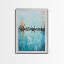 Barbed Wire, southwest wall art, rustic decor, teal wall art, minimalist art, original painting, gift idea for him, canvas print