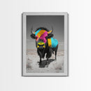 Colorful Bison Art, Southwest Wall Art, Rustic Decor, Boho Art, Buffalo Painting, Gift Idea, Canvas Print, Farmhouse Art