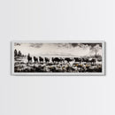 Black And White Wall Art, Framed Canvas Print, Vintage Horse Art, Rustic Wall Art, Extra Wide Art, Moody Art, Western Art, Above Bed Art