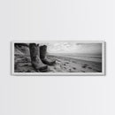 Cowboy Boots, coastal wall art, rustic decor, boho art, wabi sabi art, cowboy painting, framed canvas print, western style decor