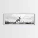 Lone Coyote, southwest wall art, wabi sabi art, extra wide art, moody art, landscape painting, framed canvas print, panoramic art