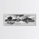 Rustic market, farmhouse art, country decor, panoramic art, extra wide art, rustic wall art, framed canvas print, landscape painting, wabi sabi art