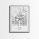 Tulsa Street Map, Oklahoma Map, City Map Print, Modern Wall Art, Wall Art, Canvas Print, Dorm Room Décor, Gift For Husband, Travel Art Print