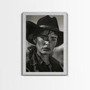 Intense Black and White Portrait of a Female Cowboy for Western Wall Art, Canvas Prints, Rustic Home Decor, Living Room Art, Bedroom Art