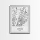 Yonkers Street Map, New York Map, City Map Print, Minimalist Art, Wall Art, Canvas Print, Travel Wall Art, Map Gift, Dorm Room Decor