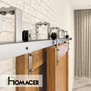 Double Track U-Shape Bypass Sliding Barn Door Hardware Kit - Straight Design Roller