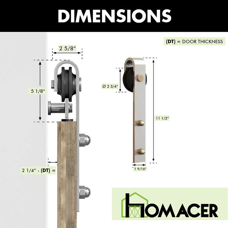 Finished & Unassembled Single Barn Door with Non-Bypass Brushed Nickel Installation Hardware Kit (H Design)