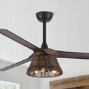 60" Farmhouse AC Motor Downrod Mount Reversible Ceiling Fan With Lighting And Remote Control