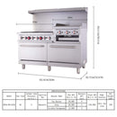 60-Inch Commercial 6-Burner 276K BTU Gas Range With Dual Ovens, Griddle And Salamander (SAK56914)