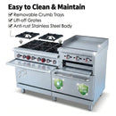 60-Inch Commercial 6-Burner 276K BTU Gas Range With Dual Ovens, Griddle And Salamander (SAK56914)