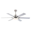 60" Modern Satin Nickel DC Motor Downrod Mount Reversible Ceiling Fan with Lighting and Remote Control