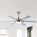 60" Modern Satin Nickel DC Motor Downrod Mount Reversible Ceiling Fan with Lighting and Remote Control