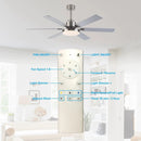 60" Modern Satin Nickel DC Motor Downrod Mount Reversible Ceiling Fan with Lighting and Remote Control