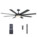 60" Black Led Indoor Ceiling Fan with Remote 8 Blade
