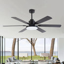 60" Modern DC Motor Downrod Mount Ceiling Fan with Lighting and Remote Control
