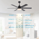 60" Modern DC Motor Downrod Mount Ceiling Fan with Lighting and Remote Control