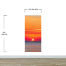 Red Sky Sunset over Beach Wall Mural Decal Sticker