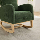 25.4"W Rocking Chair for Nursery, High Back Glider Chair with Retractable Footrest, Side Pocket, Rocking Accent Armchair with Rubber Wood Legs for Living Room/Bedroom.Green